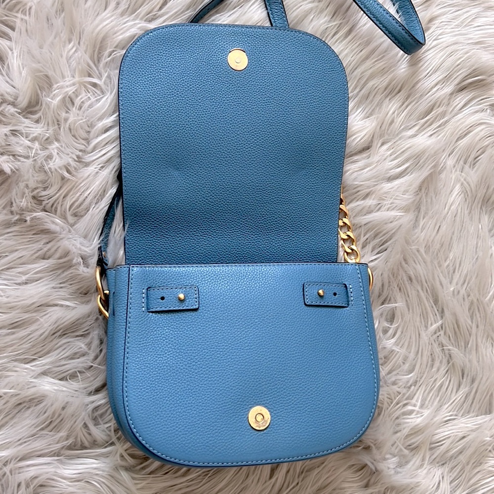 Tory Burch Blue Everly Leather Flap Saddle Bag - Picture 4 of 14